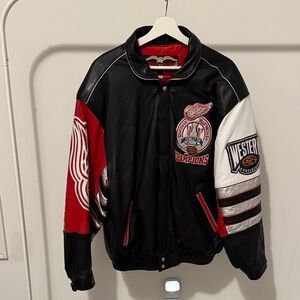 Men's Black and Red Leather Jacket